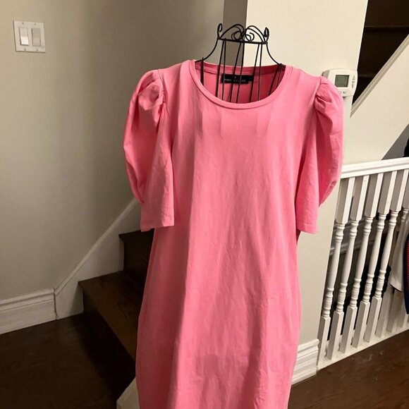 Pink Puffy Sleeve Dress - Picture 3 of 5